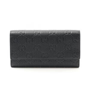Gucci GG Emblem Continental Wallet Leather Bifold Long Black